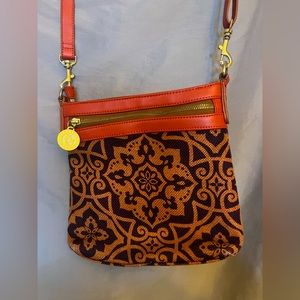 Spartina 449 Daufuskie Island Linen Leather Crossbody Purse Bag.